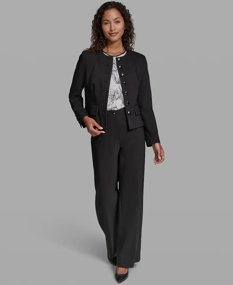 Karl Lagerfeld Paris Women's Round Neck Cropped Jacket