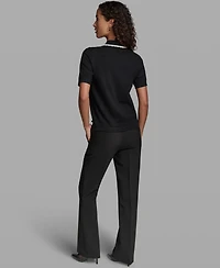 Karl Lagerfeld Paris Women's Short-Sleeve Collared Sweater