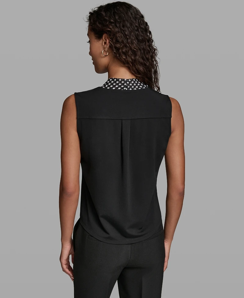 Karl Lagerfeld Paris Women's V-Neck Sleeveless Top