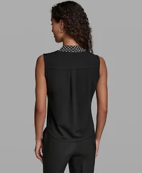 Karl Lagerfeld Paris Women's V-Neck Sleeveless Top