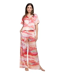 Midnight Bakery Women's Button-Front Top and Pajama Pants, 2Pc Set