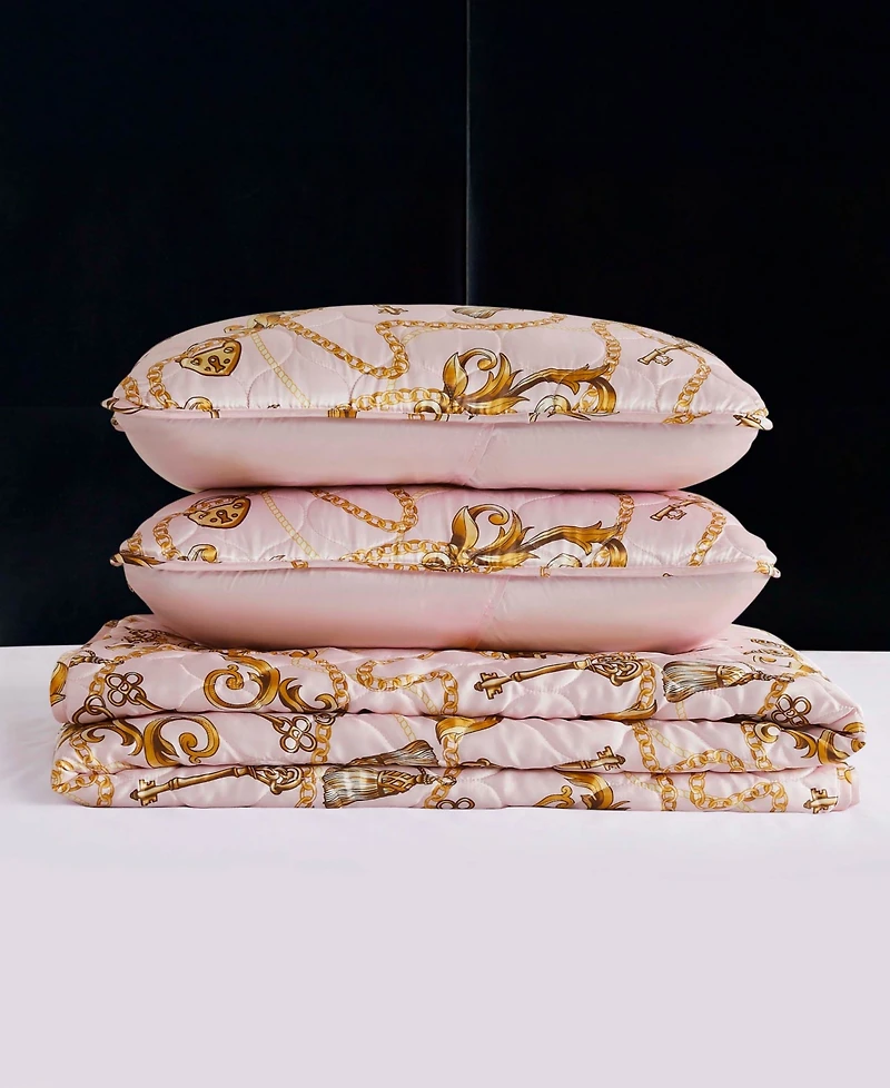 Baby Phat Printed Satin Chain 3-Pc. Quilt Set, King