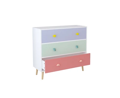 sumyeg Kids 3 Drawer Dresser Baby Nightstand Storage Cabinet