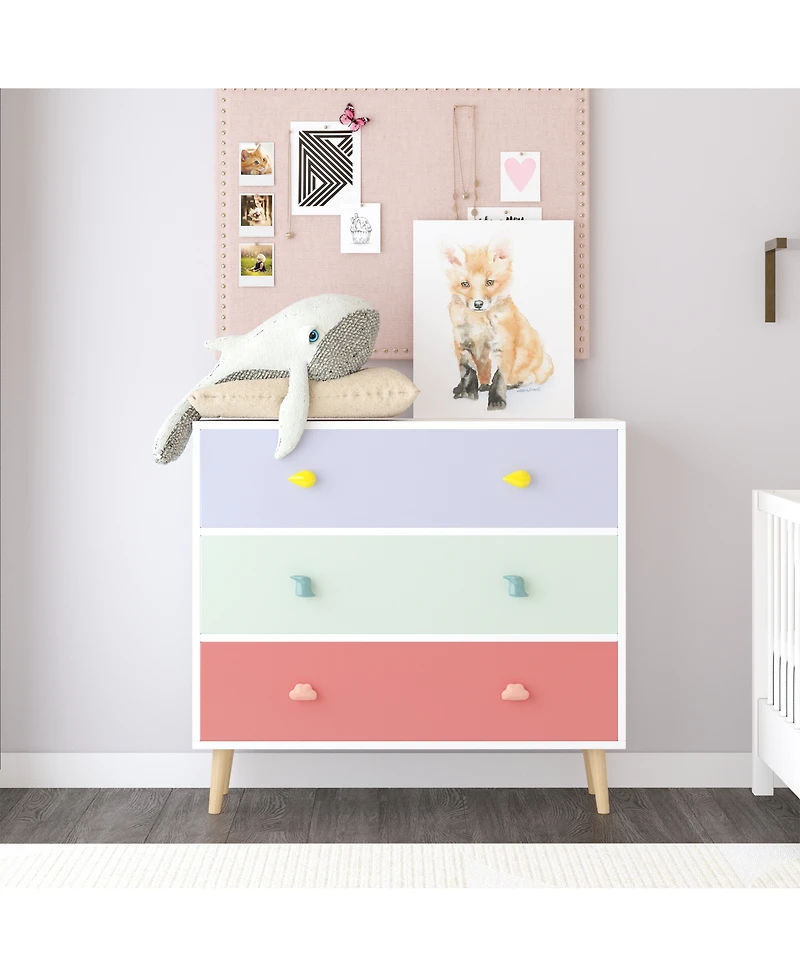 sumyeg Kids 3 Drawer Dresser Baby Nightstand Storage Cabinet