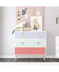 sumyeg Kids 3 Drawer Dresser Baby Nightstand Storage Cabinet
