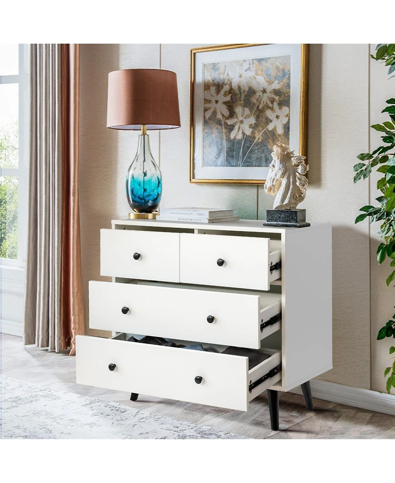 sumyeg 4 Drawers Dresser Chest of Drawers Free Standing Sideboard Cabinet