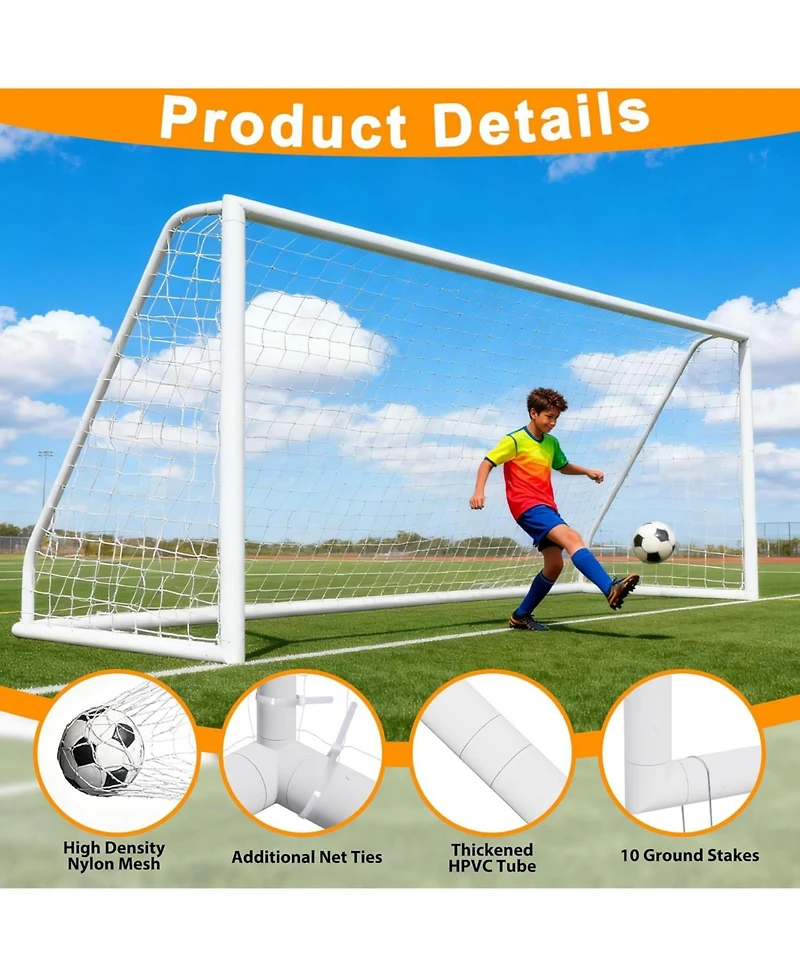Zeny Portable Soccer Goal for Backyard,12x6 / 10x6.5 / 8x5 ft Kids Adults Soccer Net and Frame for Home Backyard Practice Training Goals