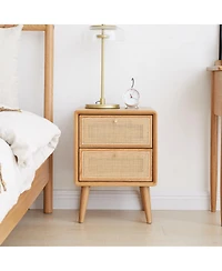 sumyeg Nordic Modern Solid Wood Nightstand Simple Bedside Cabinet Storage