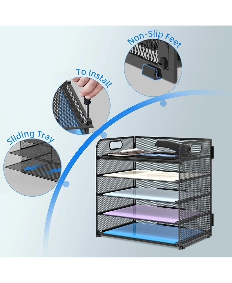 Gnuadz 5-Tier Mesh Letter Tray Desk Organizer