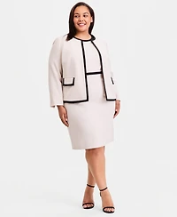 Kasper Plus Colorblocked Cardigan Jacket