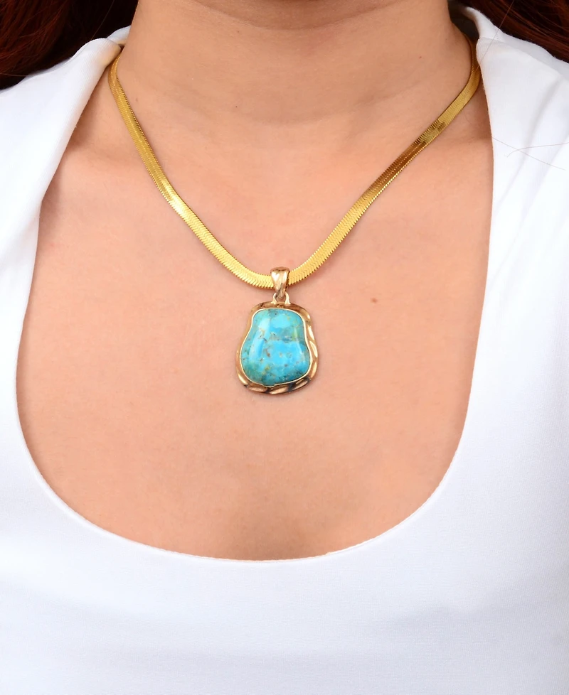 Barse Turquoise Baron Snake Chain Pendant Necklace