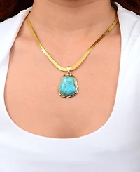 Barse Turquoise Baron Snake Chain Pendant Necklace