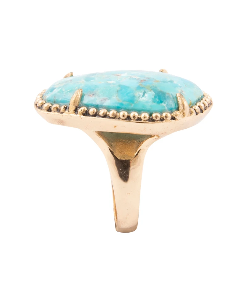 Barse Refined Blue Turquoise Golden Statement Ring