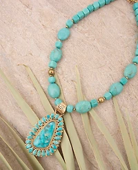 Barse Sedona Blue Turquoise Golden Pendant Necklace