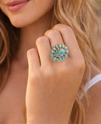 Barse Durango Blue Turquoise Golden Statement Ring