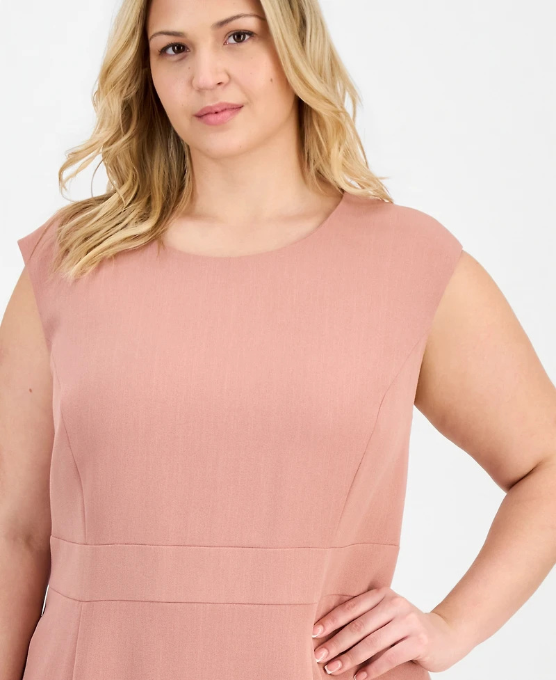 Kasper Plus Extended Cap Sleeve Sheath Dress
