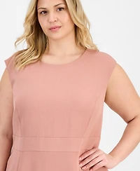 Kasper Plus Extended Cap Sleeve Sheath Dress