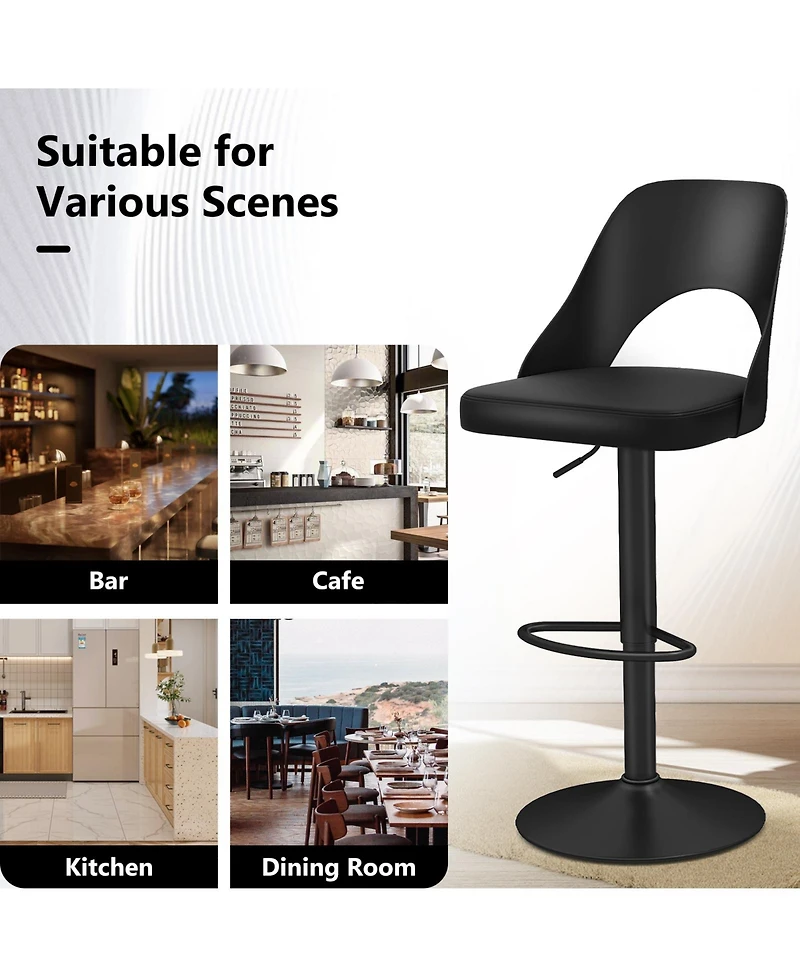 Gouun Enlarged Pu Leather Swivel Bar Stool Set of 2 with Ergonomic 105-Degree Backrest and Footrest