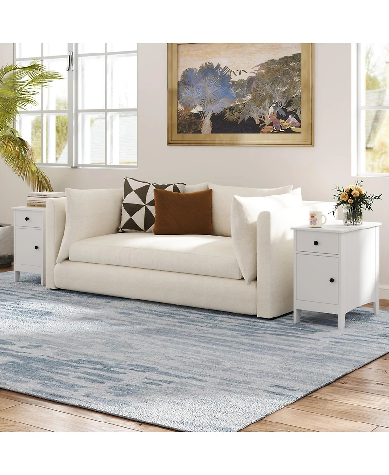 sumyeg Flip Top End Table with Charging Station Usb Ports Outlets and Drawer