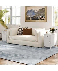 sumyeg Flip Top End Table with Charging Station Usb Ports Outlets and Drawer