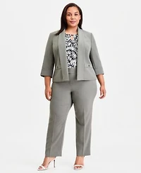 Kasper Plus Size Shawl Collar 3 4 Sleeve Blazer Straight Leg Pants
