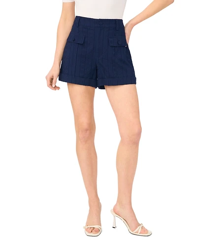 CeCe Women's High-Rise Cuffed Cotton Shorts