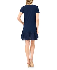 CeCe Women's Short-Sleeve Crewneck Mini Dress