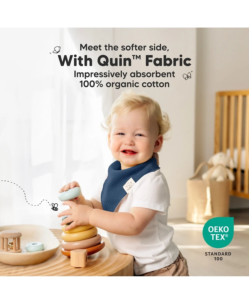 KeaBabies 8pk Quin Bandana Bibs, Baby Bibs for Drooling and Teething, Cotton Drool Girl, Boy