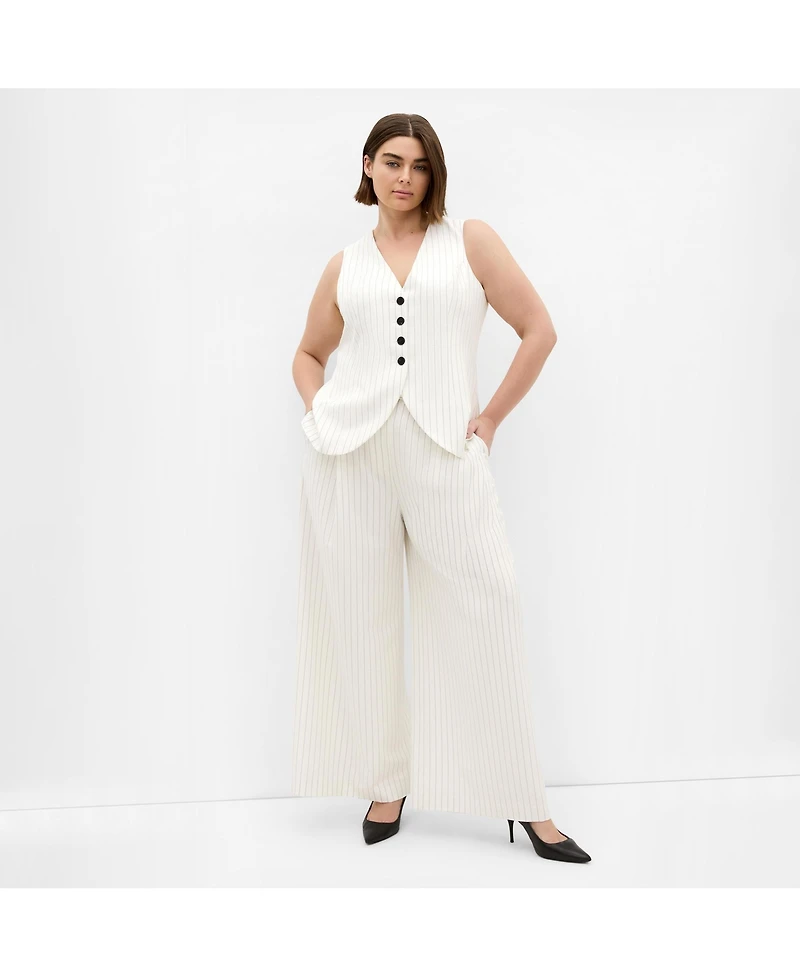 City Chic Women's Pinstripe Contrast Vest