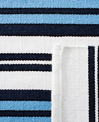 Lauren Ralph Lauren Leopold Stripe LRL2462B White and French Blue 5' X 8' Outdoor Area Rug