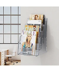 Sugift Acrylic Brochure Holder 8.5 x 11 in 4-Tier Display Stand Office Organizer