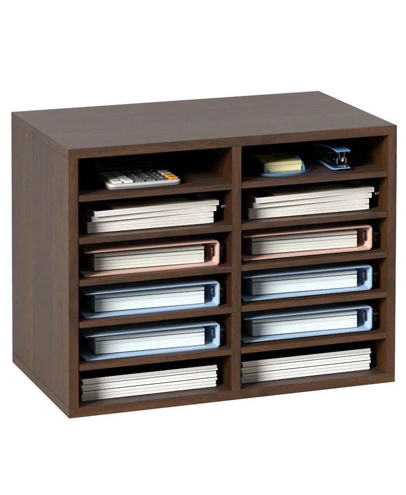 Sugift 12 Compartment Literature Organizer With Adjustable Shelves for Office and Home