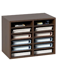Sugift 12 Compartment Literature Organizer With Adjustable Shelves for Office and Home