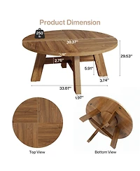 Tribesigns Round Coffee Table, 39" Mid Century Modern Circle Coffee Tables with Reinforced Cross Brace
