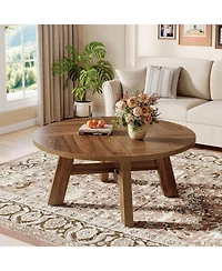 Tribesigns Round Coffee Table, 39" Mid Century Modern Circle Coffee Tables with Reinforced Cross Brace