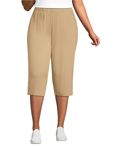 Lands' End Plus Sport Knit High Rise Elastic Waist Capri Pants