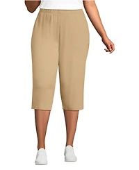 Lands' End Plus Sport Knit High Rise Elastic Waist Capri Pants