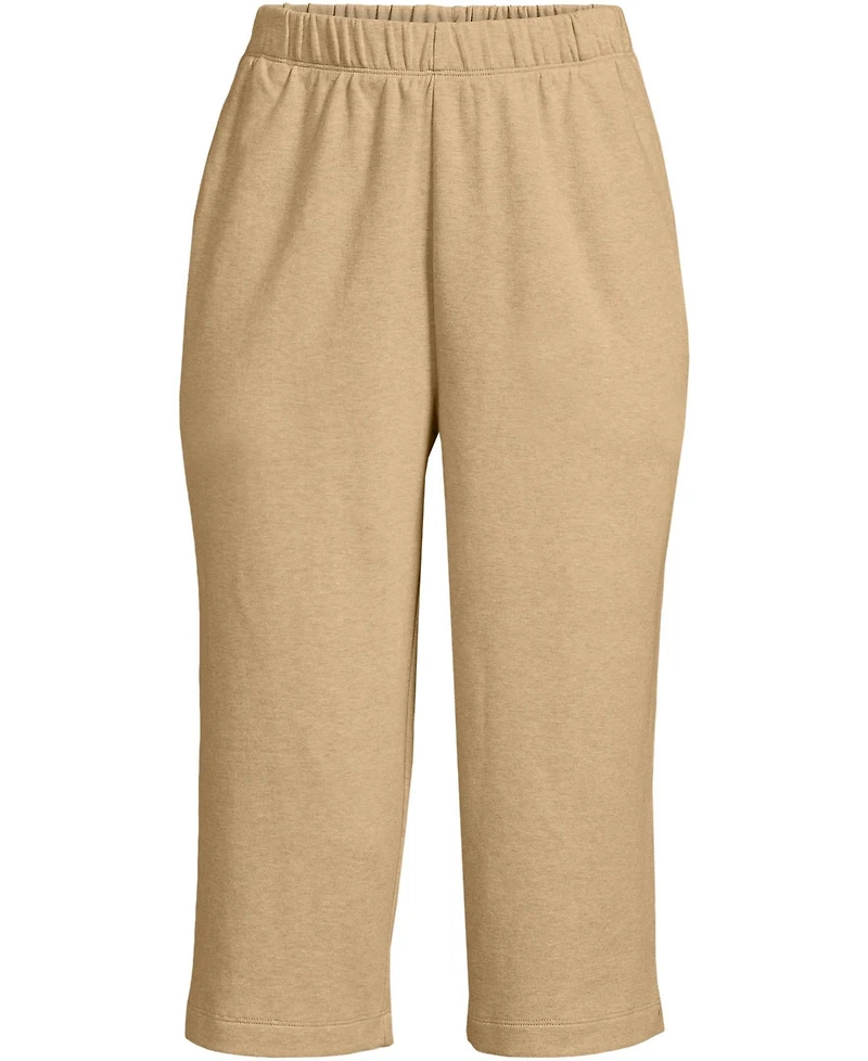 Lands' End Plus Sport Knit High Rise Elastic Waist Capri Pants