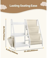 Sugfit 3-Tier Kids Bookshelf and Toy Storage Organizer with Sling Book Rack for Toddler