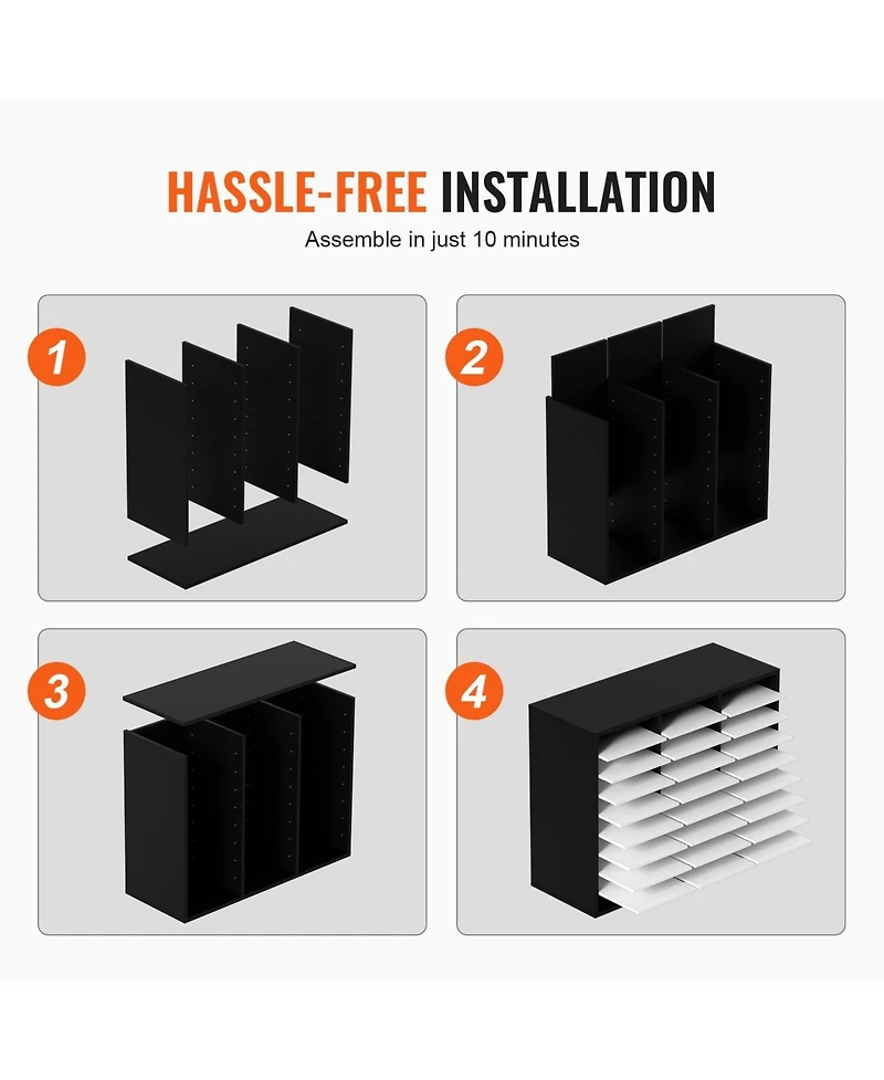 Sugift 27 Compartment Adjustable Wood Literature Organizer for Office Storage