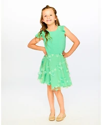 Deux par Little Girls Bi-Material Dress Bright Mint