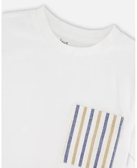 Deux par Deux Little Boys Jersey T-Shirt with Chest Pocket White