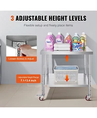 Sugift Stainless Steel Work Table 36 x 30 x 34 in 700 Lbs Load Capacity