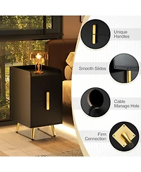 sumyeg Nightstand Side Tables with 2 Drawers and 2 Usb Ports