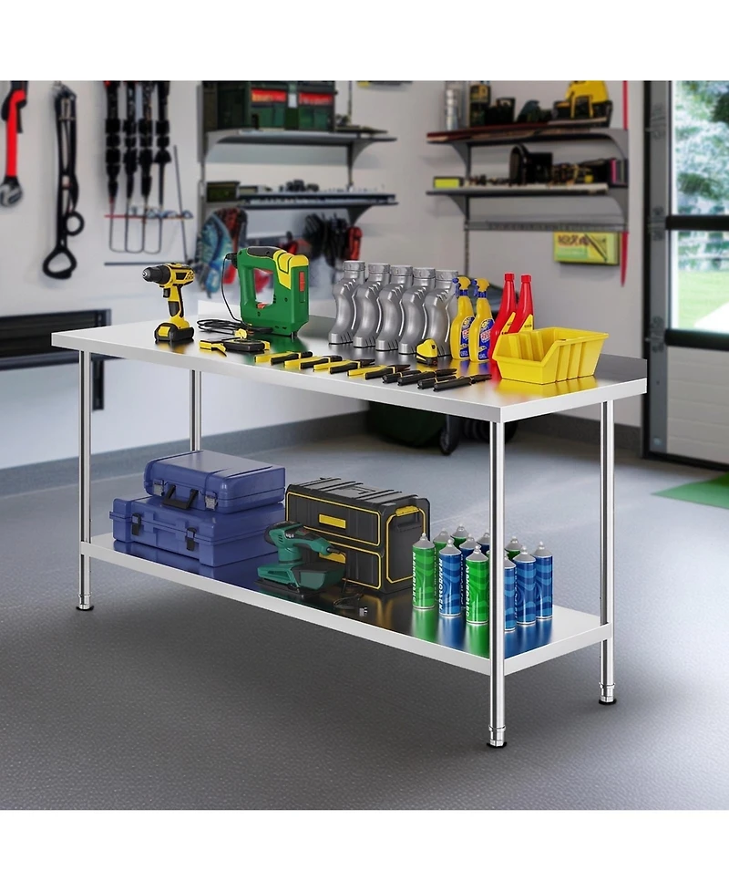 Sugift Stainless Steel Heavy Duty Prep Work Table 24 x 72 x 36 in for Kitchen