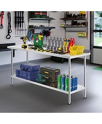 Sugift Stainless Steel Heavy Duty Prep Work Table 24 x 72 x 36 in for Kitchen