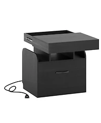 sumyeg Nightstand with Charging Station Modern Bedside Table for Living Room Bedroom Office