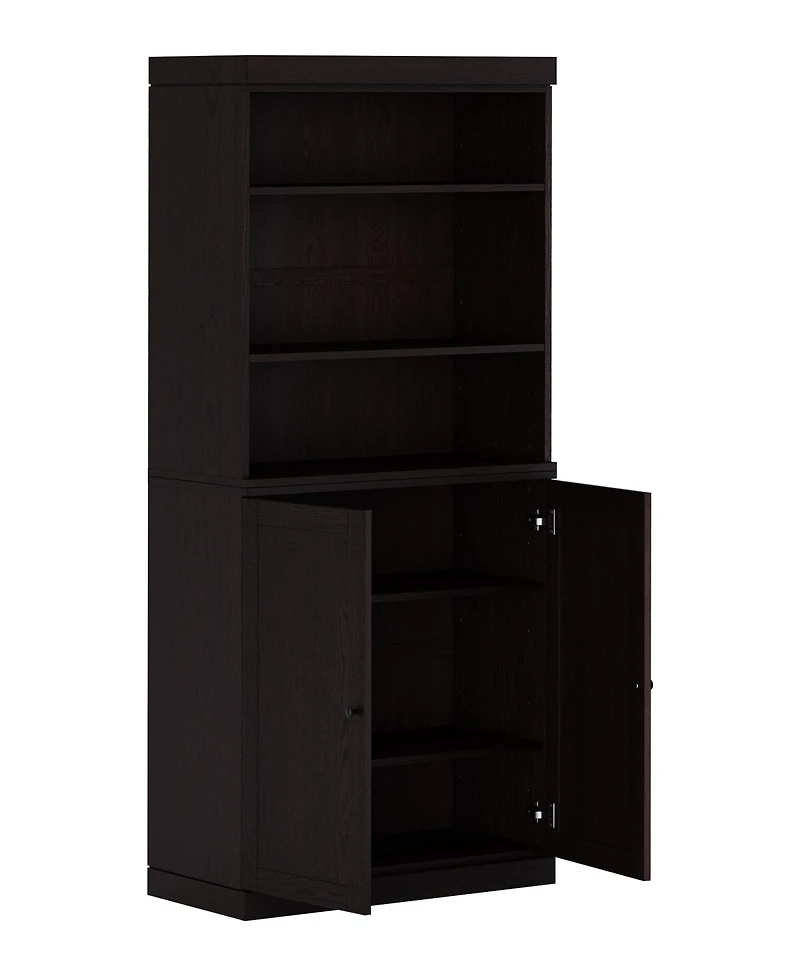Palace Imports Premium 100% Solid European Oak Hardwood 6-Shelf Modular Bookcase with Bottom Shaker Doors.