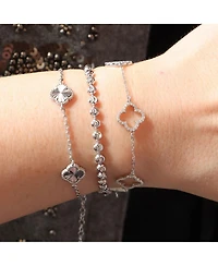 The Lovery Small Cz Open Clover Bracelet Sterling Silver