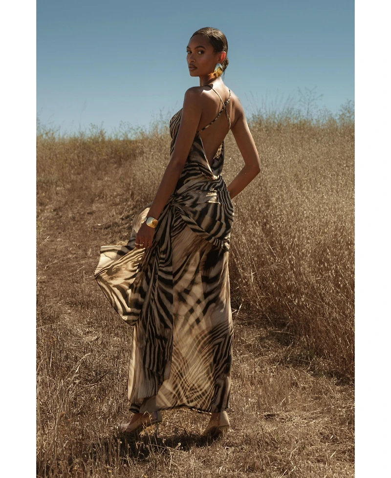 Jluxlabel Women's Zebra Print Infinite Journey Maxi Dress